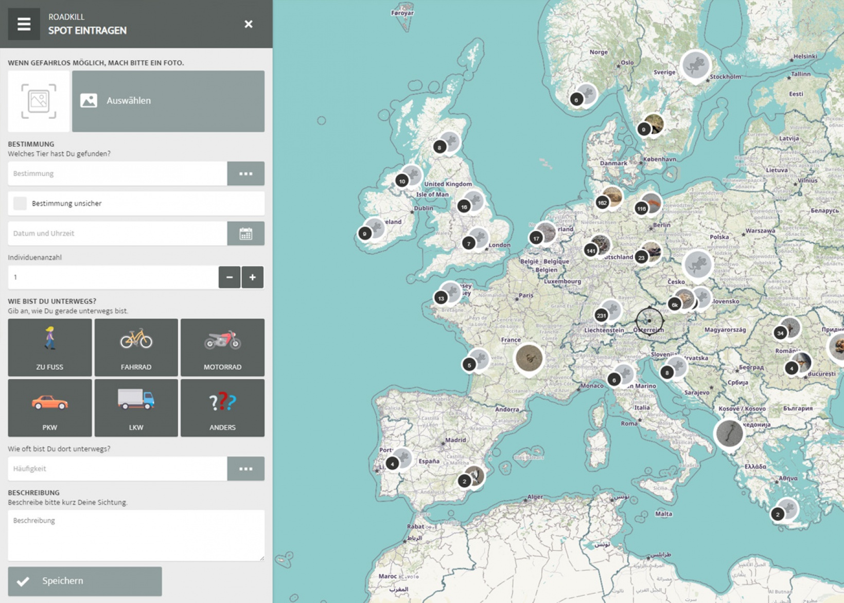 Web-App: interactive map, embeddable in own homepage